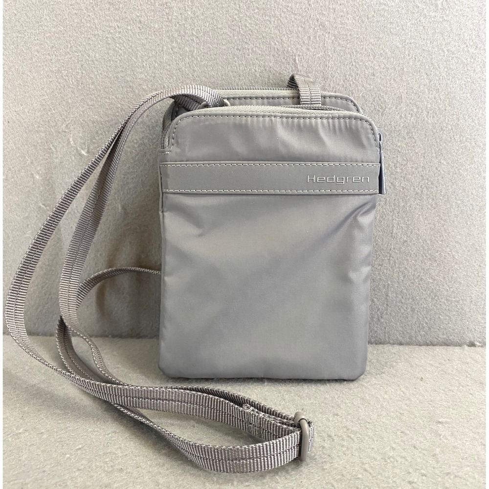 Hedgren Gray Nylon RFID Blocking Crossbody Bag Small Travel LIght Passport